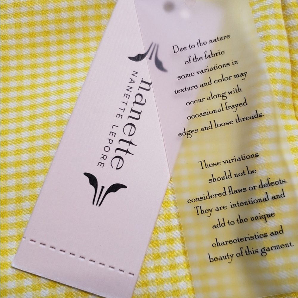 Nanette Lepore NWT Yellow Glimmer White Check Shorts, Small